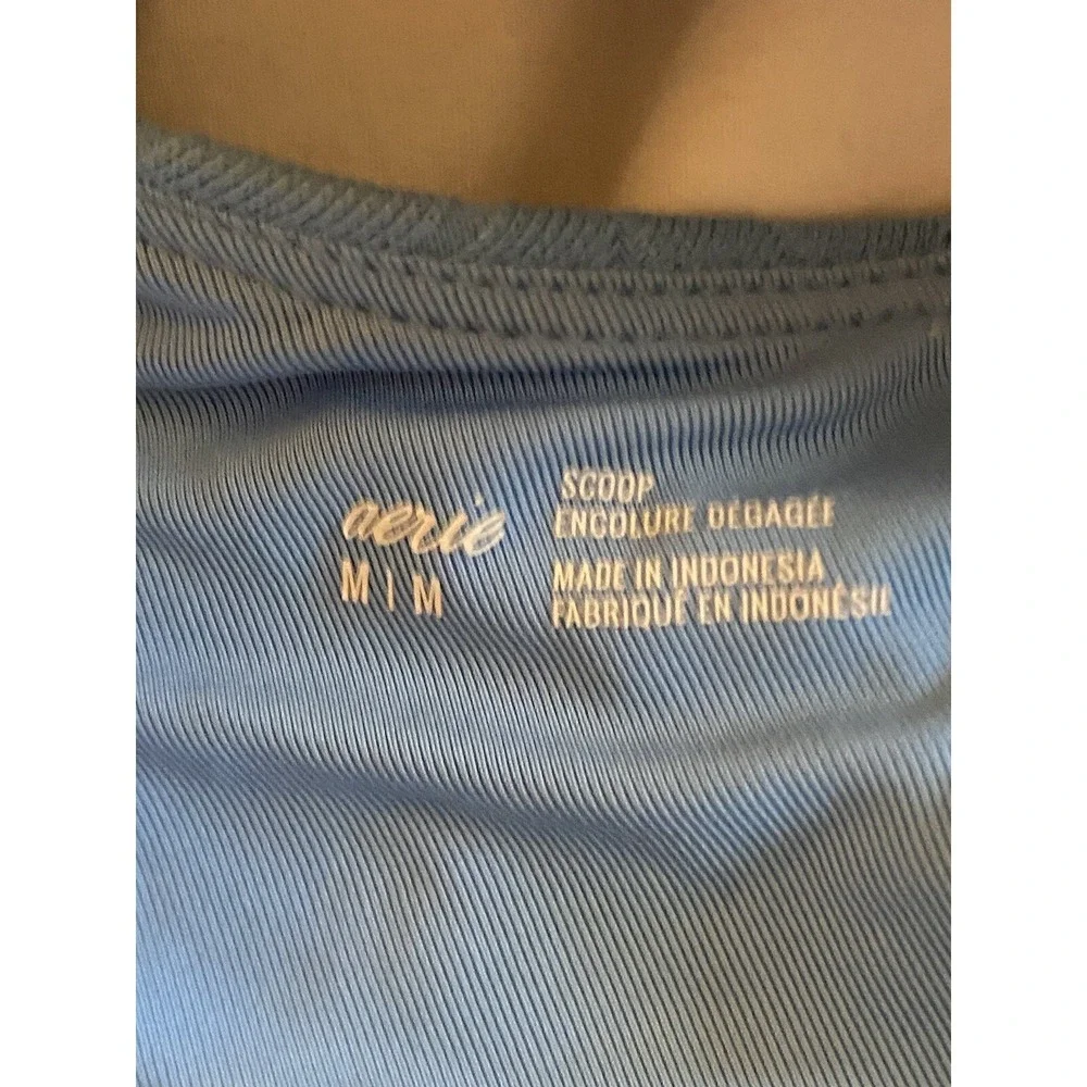 Aerie Light Blue Scoop Ribbed‎ Bikini Top M Swimsuit